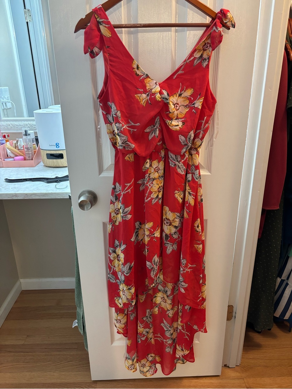 As U Wish Red Floral Midi Dress (Size Medium) - Picture 2 of 3